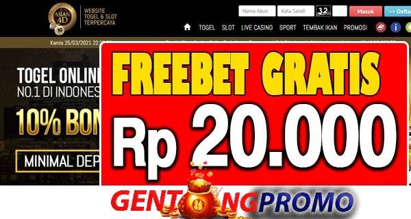 asian4D freebet gratis tanpa deposit rp 20.000